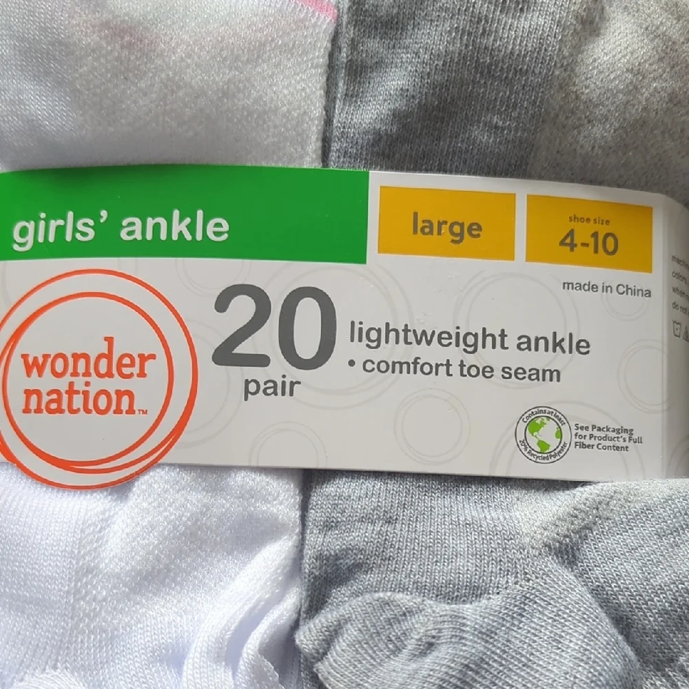 3 For $30. Wonder Nation Girls' Ankle Socks - White and Gray